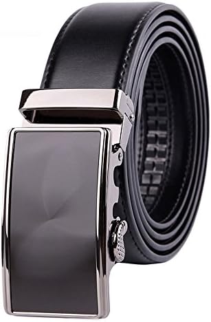 Men's Leather Belt - Fashion Casual Business Belt with Automatic Sliding Buckle by Missy Vetty - Black