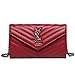 Produktbild 2019 Mode Frau Einfarbig Kette Umhängetasche Trend V Muster Hochwertiges Leder Hardware Schultertasche Mini Große Kapazität Eine Abendtasche Halten Kupplung Crossbody Tasche Wickeltasche (Rot, 24 * 14 * 5 cm)