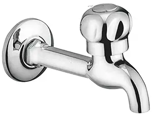 Oleanna Omnlb Moon Brass Quarter Turn Fittings Long Body Bib Cock Bathroom Taps (Silver, Chrome Finish)