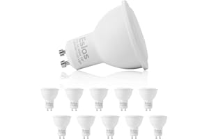 Eslas GU10 LED Bulbs Cool White 6000K, 6W 600LM, 60W Halogen Equivalent,120 Degree Beam, Not-dimmable, Pack of 10