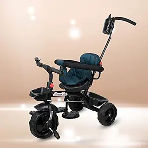 2 in 1 Tricycle for Kids with Parent Handle, Front and Back Basket Tricycle for Baby boy and Girl with Safety guardrail and Soft Cushion seat for 1to5 Year Kids CUS-05