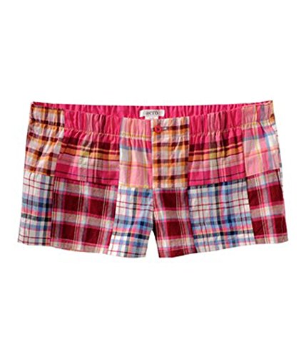 Aeropostale Womens Elastic Band Plaid Sleep Pajama Shorts petuniapink XS