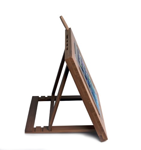 CTA Digital Bambus Tablet-Ständer Halterung für iPad Air und iPad 2/3/4 Verstellbar mit Integriertem Messerblock und Eingabestift Stylus – Natur - 14