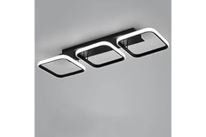 EIDISUNY Ceiling Light LED 3 Square Simple 54cm Black Modern Led Ceiling Light for Hallway Entrance Office Bedroom Kitchen Living Room Aisle Balcony Dining Room lamp - Black 33W Cool White Light 6000K