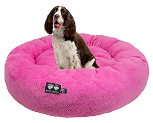 BESSIE AND BARNIE Ultra Plush Deluxe Comfort Pet Dog & Cat Pink Snuggle Bed (Multiple Sizes) - Machine Washable, Made in The USA, Reversible, Durable Soft Fabrics