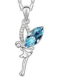 Infinite U Cristal Austríaco Chapado en Plata Elfo Ángel Colgante Collar para Mujeres/Chicas/Adolescentes Regalo de San Valentín