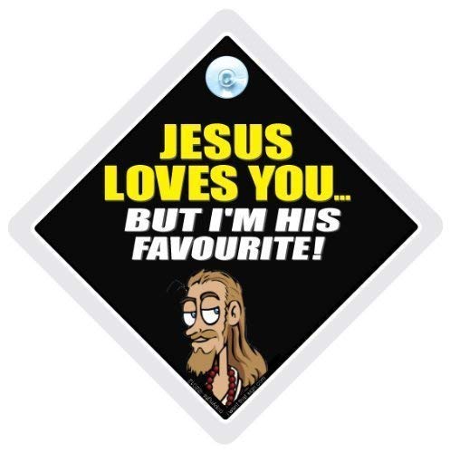 Crucifijo Love You pero soy su coche favoritos con texto en inglés, diseño de con texto en inglés de coche, Carcasa de vinilo, diseño de coche, figura decorativa y calcomanías para, de peluche, diseño de frases religiosas en con texto en inglés, diseño con texto en inglés chiste de coche, de señal de, Jesucristo con texto en inglés