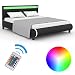 Produktbild Homelux LED Bett PU Polsterbett Kunstlederbett Doppelbett Bettgestell Bettrahmen 160 x 200 cm Schwarz