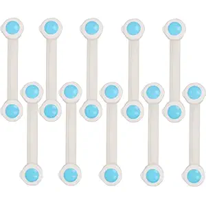 LADWA 10 Pieces Child Safety Strip Locks Baby Locks for Cabinets and Drawers (Blue, Pack of 10), Toilet, Fridge & More. Easy Installation, No Drilling Required