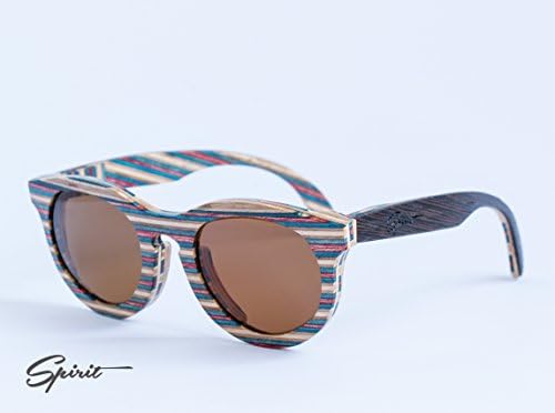 Wooden Sunglasses - Skateboard Shades - Recycled Wood - Skate Eyewear - Stripped - Brown - Red - Blue