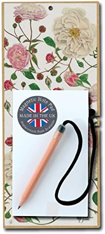 Shopping List/MEMO PAD/to-DO- List Wall Hung - RHS Pink & White Tea Roses Design - Includes one Notepad Refill