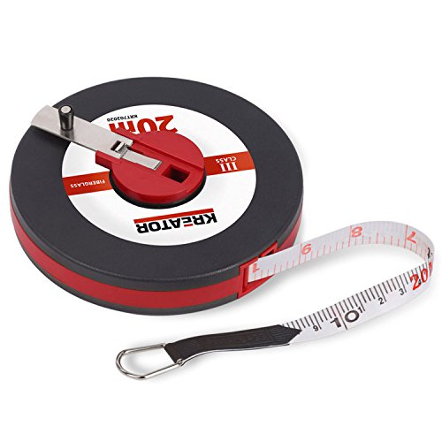 Maßband, Bandmaß, Rollenmaß 20m Fiberglas mit ausklappbarer Metall-Kurbel