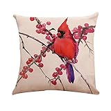 Taie d'oreiller en Lin Coton, Malloom Classique Style Chinois Oiseau Arbre imprimé Housse de Coussin Taille Housse Home Decor