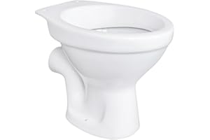 Belvit Stand WC - Keramik-Toilette mit Wandabgang waagerecht, Tiefspüler ohne WC-Deckel, weiß