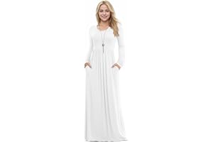 ANELUNE Women Long Sleeve Loose Plain Plus Size Maxi Dresses Casual Long Dresses with Pockets