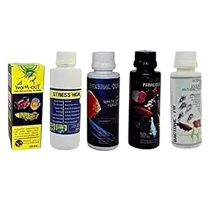 Foodie Puppies Aquatic Remedies Flower Horn Total Care Medication Kit-5 in 1 with Free Key Ring (Pack of 1)