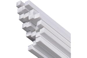 LSCAILIAO 20PCS ABS Barras Cuadradas De Plástico Varilla para Artesanías De Bricolaje Mesa De Arena Fabricación De Modelos Arquitectónicos,1.5x1.5x500mm