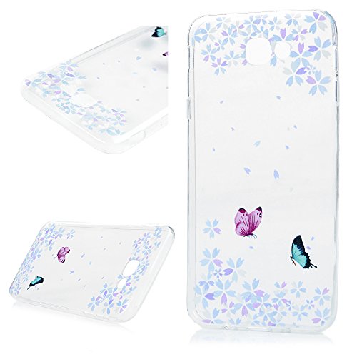 Badalink für Samsung Galaxy J5 Prime/On5 2016 TPU Tasche Schutzhülle Gemalt Aufdruck Muster Bumper Handycover Handyhülle Blumen und Schmetterling - 2