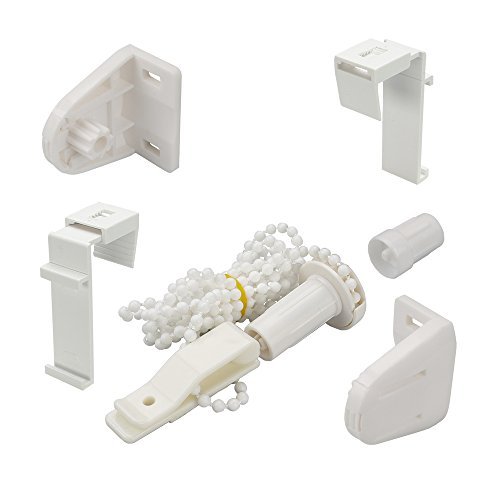 Easy-Shadow - 1 Set / Zubehör-Set für Klemmfix-Rollos / Duo-Rollos / Rollo / Verdunkelungsrollo / Easyfix - Klemmhalter / Kettenzug / Halterung für Fensterrahmen Rahmenstärke 15 mm - 22 mm Montage ohne Bohren oder Kleben - weiß