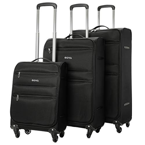Eono Essentials Lot de 3 valises avec 4 roulettes Légères Noir 53 cm, 66 cm et 73 cm Eono Essentials Lot de 3 valises avec 4 roulettes Légères Noir 53 cm, 66 cm et 73 cm