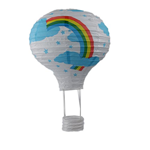 Heißluftballon Lampenschirm Lampion Papier laterne Laterne Lampion Deko Feier Party – Weiß Rainbow - 3