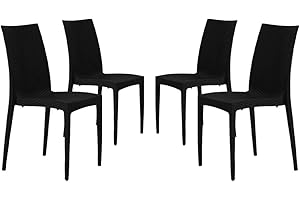 buybuy Sedie In Plastica Da Giardino E Da Esterno Polipropilene Stile Rattan Da Terrazza Nero Impilabili Set Da 4