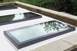 Infinity Rooflight Framed Fixed Flat Roof Light Skylight Roof Window Flat Lantern Double Glazed Rooflight Toughened Glass Argon Gas Filled Clear Sky Light 1000 x 1500