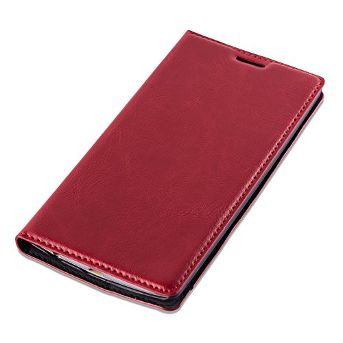 LG G4 Funda Estilo Libro de Cuero Sint  tico en ROJO MANZANA de Cadorabo  Dise  o IM  N INVISIBLE      Cubierta Protectora con Cierre Magn  tico  Tarjetero y Funci  n de Suporte     Protecci  n Carcasa Caja Etui Case Cover