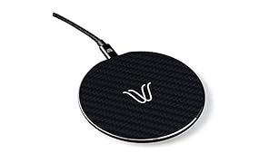 WOODIE Milano - Solo | Paddino di Ricarica Wireless 10W Compatibile con iPhone XS/XS Max/XR/X/ 8/8 Plus, Samsung, Huawei e Altri | Fibra di Carbonio Black