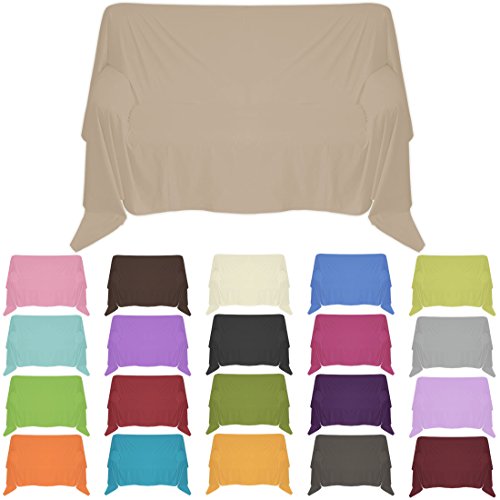 Nurtextil24 Sofaüberwurf in 30 Farben und 4 Größen Überwurf aus 100% Baumwolle Beige 150 x 240 cm