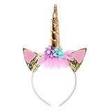 Einhorn Haarreif mit Horn Einhorn-Kostüm-Haarreif zum Karneval - - Très Chic Mailanda (Blond)