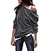 Produktbild R-Cors Schulterfrei Oberteil Damen Langarm Pullover Langarmshirt Sweatshirt Sexy Oberteil Tops Hemd