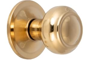 AZERODESIGN Pomo Puerta, Acabado Latón Pulido Brillo, Material Aluminio, Base de 85mm de Diámetro, Pomo Puerta de Entrada Central, Instalación con Tornillo Central, Para Portones