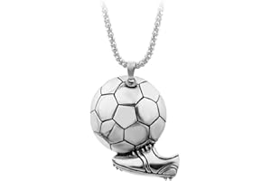 PikaLF Collana con pallone da calcio per uomo, collana con ciondolo per sneaker da calcio con catena 23,6 pollici, collana con scarpa da calcio, collana con ciondoli sportivi