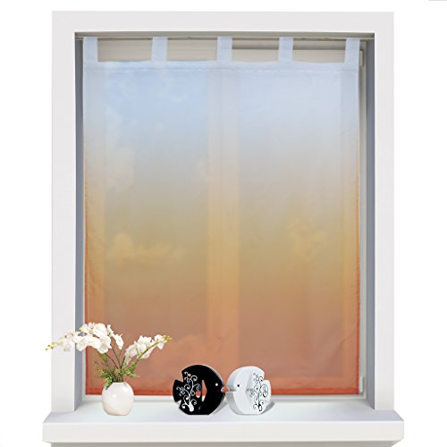 1er Pack Verlauf-Farben Muster Voile Raffrollo transparent Raffgardine mit Schlaufen BxH 100x140cm Orange