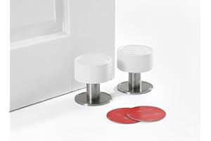 AFFIXERS 3M Self Adhesive Door Stop, 2-in-1 Installation with Tape or Screws, Floor and Wall Mounted Door Stopper with Noise Dampening Rubber, Door Stoppers(White, Pack of 2)