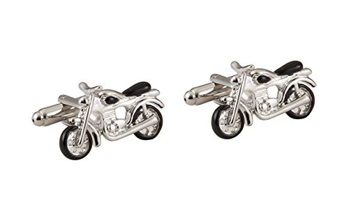 KnighthoodVintage Black and Silver Motor Cycle Cufflinks for Men