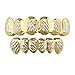 Produktbild YHDD Unisex-Gold überzogenes Hip Hop-Zahngrills-Set Oben und unten Zähne Kappen-Grills für Holleween-Geschenk eine Größe passt alle