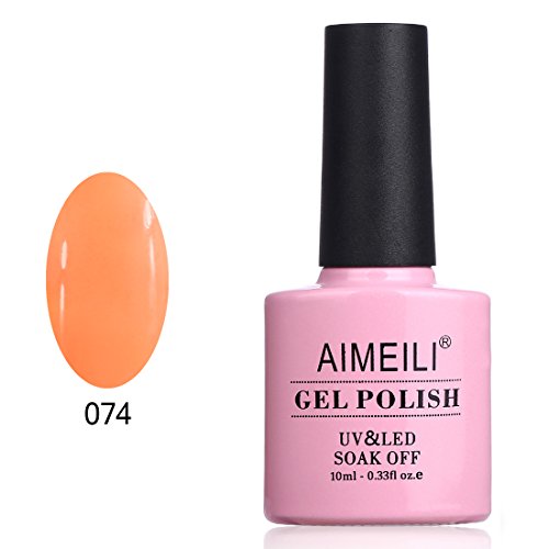 AIMEILI Soak Off UV LED Vernis à Ongles Gel Semi-Permanent - Light Orange (074) 10ml