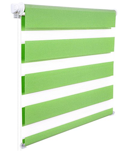 WOLTU DR5520dgn-a Duo Rollo Doppelrollo , Seitenzugrollo Easyfix , lichtdurchlässig und verdunkelnd,Doppelrollo , Klemmfix ohne Bohren , Dunkelgrün, 80x150cm
