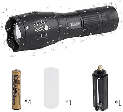 Victagen Military-Grade, Waterproof, LED Flashlight With 6 Modes &amp; Zoom Lens Adjustable Focus, Mini Torch for Hiking,Cycling, Camping,Hiking and Emergency