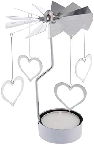 Candle Holder, FALAIDUO Rotary Spinning Tealight Metal Tea light Carousel Home Decor Gift (# B)