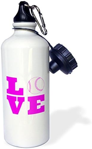 YUIEND Love Softball Pink White Sports Water Bottle, 21 Oz