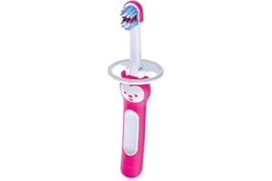 MAM Baby'S Brush Spazzolino Denti Neonato, con Anello di Sicurezza, Testina Piccola e Impugnatura Corta Giusta per Denti da Latte, 6+ Mesi, Rosa