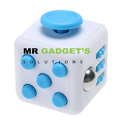 Fun Fidget Cubes 6 Sided Cube Adult Anxiety Stress Relief Cube Toys Gift-White/Blue Fun Fidget Cubes 6 Sided Cube Adult Anxiety Stress Relief Cube Toys Gift-White/Blue