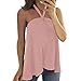 Produktbild BHYDRY Frauen Damen Solid Blackless Halfter Weste Tank Bluse Pullover Tops Shirt (L,Rosa)