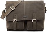 QUALITÄT: Der im Vintage Look gehaltene Messenger Bag aus premium Büffelleder besticht durch saubere Nähte, einer cleveren Aufteilung der Innenfächer und einem einfachen Schnappverschluss.