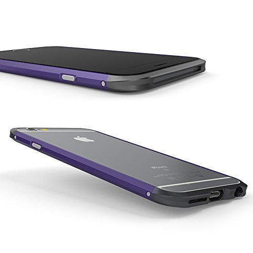 iPhone 6   6S 4 7  Funda   SHANGRUN Metalico Metal Aluminio Bumper Protectora Protector Funda Tapa Caso Carcasa Cover para iPhone 6   6S 4 7  Morado Negro