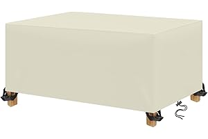 AXFZZRS Funda para Muebles de Jardín,Funda Protectoras Muebles Jardin,420D Cubierta de Exterior Impermeable,Anti-Viento,Anti-UV,con Bolsa de Almacenamiento,Rectangular(80x80x80cm,Blanco Crema)