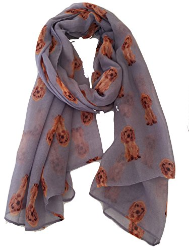 Price comparison product image Pamper Yourself Now Lilac Cute Cocker Spaniel Dog Long Scarf